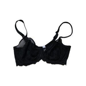 HSIA Black Sheer Lace Unlined Underwire Full Coverage Floral Bra 34D EUC